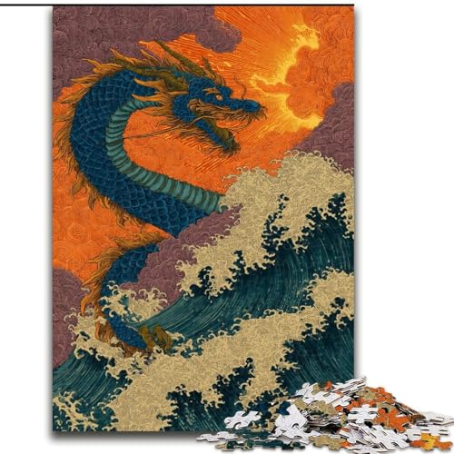 Puzzle 1000 Teile für Teenager, Geschenke, japanischer Wellendrache, Spielzeug, Lernspiele, Stressabbau, tolle Geschenke und Spielzeuge (Größe 50x75cm) von MGQWPZDBD