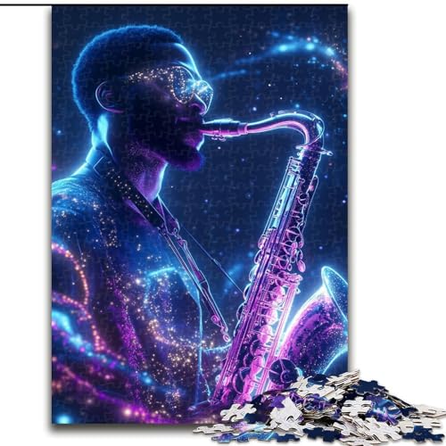 Puzzle 1000 Teile für Teenager, Geschenke, kosmisches Saxophon, Spielzeug, Lernspiele, Stressabbau, tolle Geschenke und Spielzeuge (Größe 26x38cm) von MGQWPZDBD