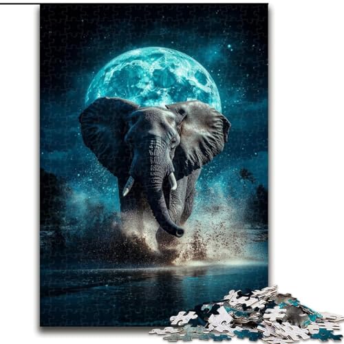 Puzzle 1000 Teile für Teenager, Geschenke Der Mond und der Elefant, Spielzeug, Lernspiele, Stressabbau, tolle Geschenke und Spielzeuge (Größe 50x75cm) von MGQWPZDBD