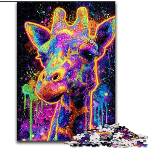 Puzzle 1000 Teile für Teenager, Geschenke Geheimnisvolle Giraffe, Familienunterhaltungsspielzeug ganze Familie ab 14 Jahren (Größe 26x38cm) von MGQWPZDBD