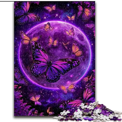 Puzzle 1000 Teile für Teenager, Geschenke Purple Butterfly Planet, Familienunterhaltungsspielzeug ganze Familie ab 14 Jahren (Größe 26x38cm) von MGQWPZDBD