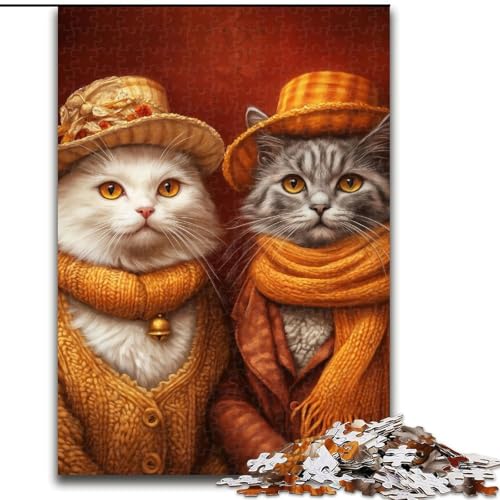 Puzzle 1000 Teile für Teenager, Katzenpaar, Familienunterhaltungsspielzeug, ganze Familie, ab 14 Jahren (Größe 50x75cm) von MGQWPZDBD