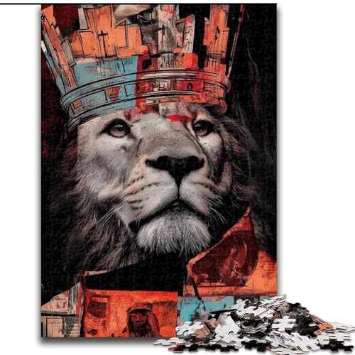 Puzzle 1000 Teile für Teenager, Löwe mit Krone, Familienunterhaltungsspielzeug, ganze Familie, ab 14 Jahren (Größe 26x38cm) von MGQWPZDBD