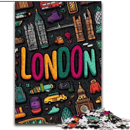 Puzzle 1000 Teile für Teenager, London-Logo, Familienunterhaltungsspielzeug, ganze Familie, ab 14 Jahren (Größe 26x38cm) von MGQWPZDBD