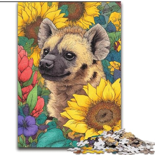 Puzzle 1000 Teile für Teenager, Sonnenblumenhyäne, Familienunterhaltungsspielzeug, ganze Familie ab 14 Jahren (Größe 50x75cm) von MGQWPZDBD