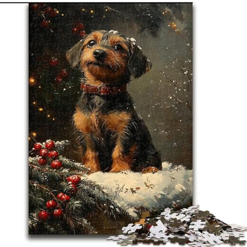 Puzzle 1000 Teile für Teenager, Weihnachtshund, Familienunterhaltungsspielzeug, ganze Familie, ab 14 Jahren (Größe 26x38cm) von MGQWPZDBD