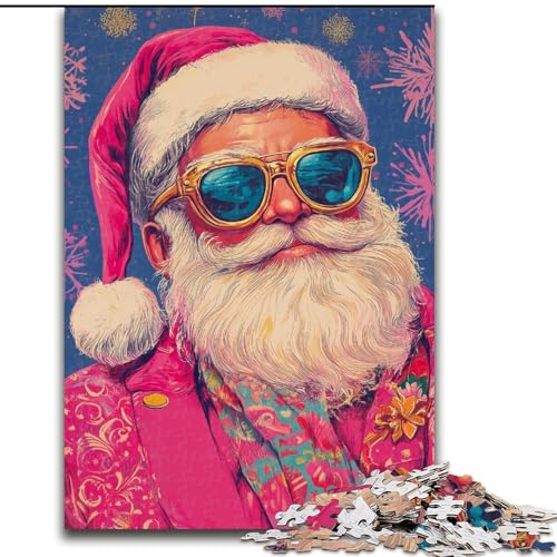 Puzzle 1000 Teile für Teenager, Weihnachtsmann mit Brille, Stressabbau, schwierige Herausforderung, Wichtelgeschenke für Kinder ab 14 Jahren (Größe 50x75cm) von MGQWPZDBD