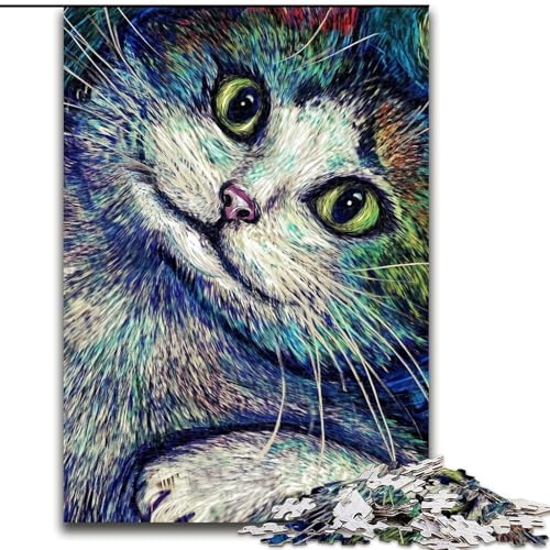 Puzzle 1000 Teile für Teenager, abstrakte Katze, Familienunterhaltungsspielzeug, ganze Familie, ab 14 Jahren (Größe 26x38cm) von MGQWPZDBD