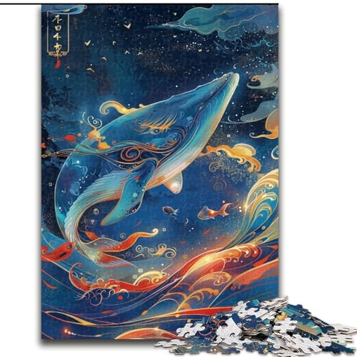Puzzle 1000 Teile für Teenager-Geschenke, Blauwal mit Federn, Familienunterhaltungsspielzeug ganze Familie für 14+ (Größe 50x75cm) von MGQWPZDBD