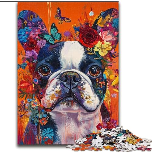 Puzzle für Erwachsene, 1000 Graffiti mit französischer Bulldogge, anspruchsvoll und schwierig mit vollständig ineinandergreifenden, zufällig geformten Teilen (Größe 26x38cm) von MGQWPZDBD