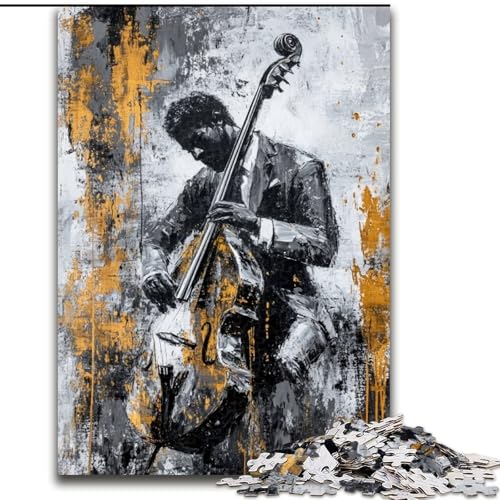 Puzzle für Erwachsene, 1000 Stück, Ölgemälde zum Thema Gitarre Spielen, anspruchsvoll und schwierig mit vollständig ineinandergreifenden, zufällig geformten Teilen (Größe 50x75cm) von MGQWPZDBD