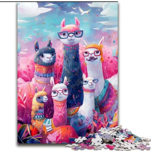Puzzle für Erwachsene, 1000 Teile, Alpaka-Familie, für Kinder ab 14 Jahren, pädagogisches Lernspielzeug, Familienspiele, Geburtstagsgeschenk (Größe 26x38cm) von MGQWPZDBD