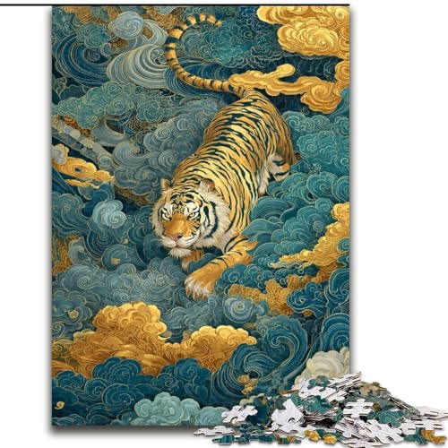 Puzzle für Erwachsene, 1000 Teile, Alter Tiger, Stressabbau, schwierige Herausforderung, Wichtelgeschenke für Kinder ab 14 Jahren (Größe 26x38cm) von MGQWPZDBD