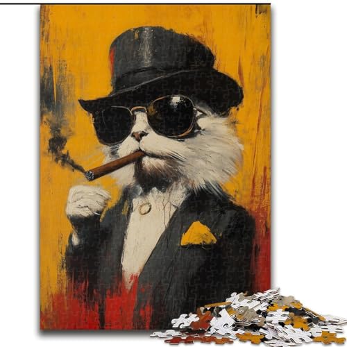 Puzzle für Erwachsene, 1000 Teile, Art Cat, dekomprimierendes intellektuelles Lernspielzeug, ganze Familie (Größe 26x38cm) von MGQWPZDBD
