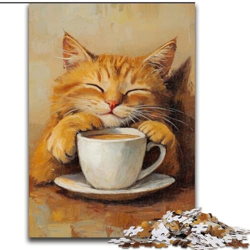 Puzzle für Erwachsene, 1000 Teile, Art Cat, dekomprimierendes intellektuelles Lernspielzeug, ganze Familie (Größe 50x75cm) von MGQWPZDBD