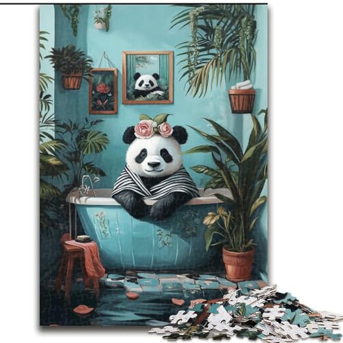 Puzzle für Erwachsene, 1000 Teile, Badezimmer-Panda, dekomprimierendes intellektuelles Lernspielzeug, ganze Familie (Größe 50x75cm) von MGQWPZDBD