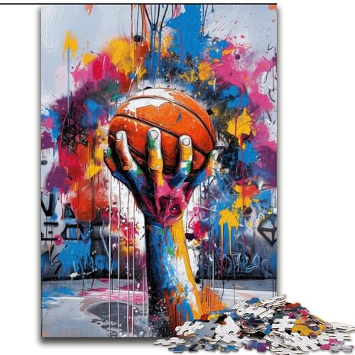 Puzzle für Erwachsene, 1000 Teile, Basketballsport, anspruchsvoll und schwierig, mit vollständig ineinandergreifenden, zufällig geformten Teilen (Größe 26x38cm) von MGQWPZDBD