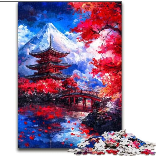 Puzzle für Erwachsene, 1000 Teile, Berg Fuji, Japan, anspruchsvoll, mit vollständig ineinandergreifenden, zufällig geformten Teilen (Größe 26x38cm) von MGQWPZDBD