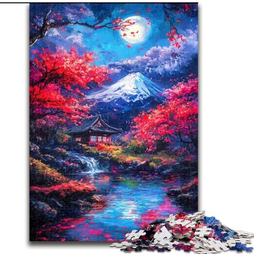 Puzzle für Erwachsene, 1000 Teile, Berg Fuji, Japan, hilft dem Gehirn, süchtig machendes Spielzeug zu trainieren, um Geduld zu fördern und das Gedächtnis zu verbessern (Größe 26x38cm) von MGQWPZDBD