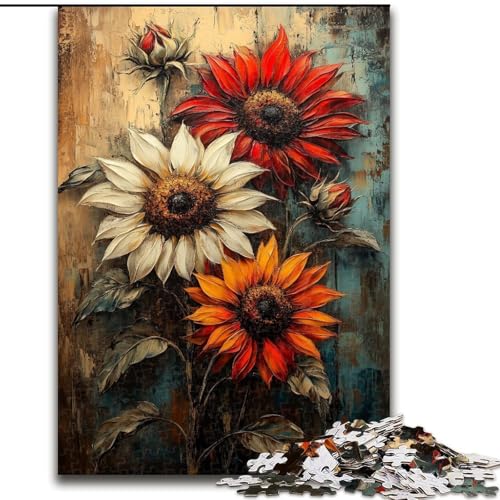 Puzzle für Erwachsene, 1000 Teile, Blumenkunst, Stressabbau, schwierige Herausforderung, Wichtelgeschenke für Kinder ab 14 Jahren (Größe 26x38cm) von MGQWPZDBD