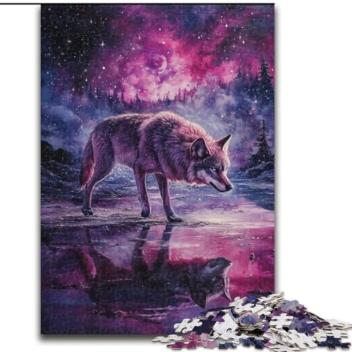 Puzzle für Erwachsene, 1000 Teile, Cosmic Wolf, hilft dem Gehirn, süchtig machendes Spielzeug zu trainieren, um Geduld zu fördern und das Gedächtnis zu verbessern (Größe 26x38cm) von MGQWPZDBD