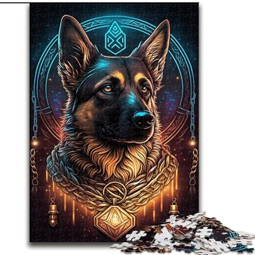 Puzzle für Erwachsene, 1000 Teile, Deutscher Schäferhund, anspruchsvolles Denkspiel, Familienaktivität, Heimdekoration, (Größe: 26x38cm) von MGQWPZDBD