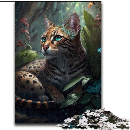 Puzzle für Erwachsene, 1000 Teile, Dschungel-Bengalkatze, anspruchsvolles Denkspiel, Familienaktivität, Heimdekoration, (Größe: 26x38cm) von MGQWPZDBD