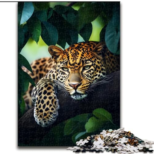 Puzzle für Erwachsene, 1000 Teile, Dschungelleopard, Stressabbau, schwierige Herausforderung, Wichtelgeschenke für Kinder ab 14 Jahren (Größe 50x75cm) von MGQWPZDBD