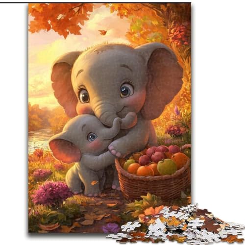 Puzzle für Erwachsene, 1000 Teile, Elefantenbaby, Stressabbau, schwierige Herausforderung, Wichtelgeschenke für Kinder ab 14 Jahren (Größe 26x38cm) von MGQWPZDBD