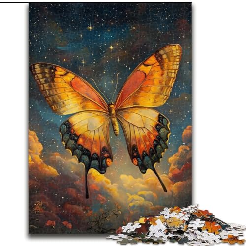 Puzzle für Erwachsene, 1000 Teile, Galaxie-Schmetterling, anspruchsvoll und schwierig mit vollständig ineinandergreifenden, zufällig geformten Teilen (Größe 50x75cm) von MGQWPZDBD