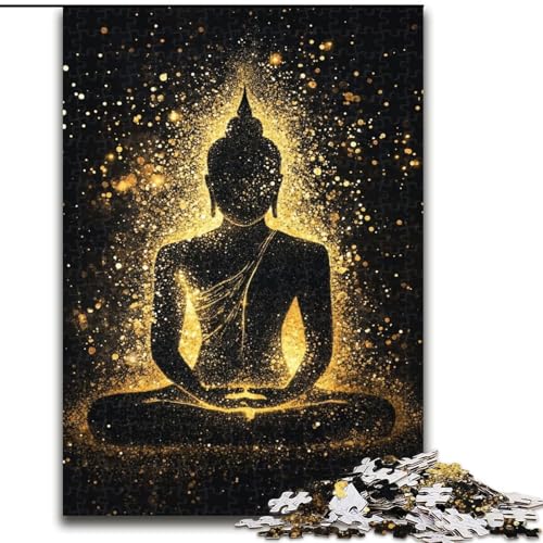 Puzzle für Erwachsene, 1000 Teile, Goldener Buddha, anspruchsvoll und schwierig mit vollständig ineinandergreifenden, zufällig geformten Teilen (Größe 50x75cm) von MGQWPZDBD