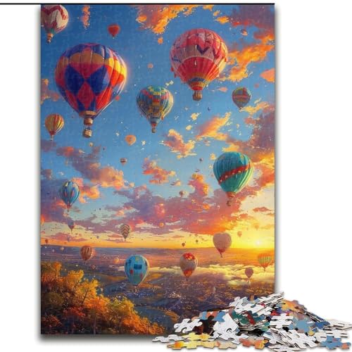 Puzzle für Erwachsene, 1000 Teile, Heißluftballon-Ölgemälde, für Kinder ab 14 Jahren, pädagogisches Lernspielzeug, Familienspiele, Geburtstagsgeschenk (Größe 26x38cm) von MGQWPZDBD