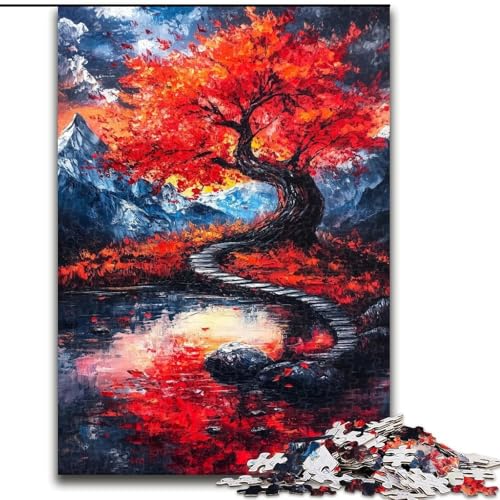 Puzzle für Erwachsene, 1000 Teile, Herbstbaum, Stressabbau, schwierige Herausforderung, Wichtelgeschenke für Kinder ab 14 Jahren (Größe 26x38cm) von MGQWPZDBD