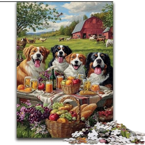 Puzzle für Erwachsene, 1000 Teile, Hunde auf einem Picknick, Familienaktivitätsspiel für Teenager, anspruchsvolles Denkspiel, 50x75cm Puzzle für Erwachsene, 1000 Teile, Hunde auf einem Picknick, Familienaktivitätsspiel für Teenager, anspruchsvolles Denkspiel, 50x75cm von MGQWPZDBD