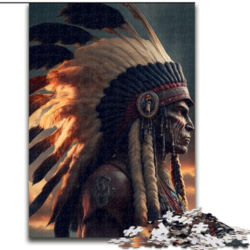 Puzzle für Erwachsene, 1000 Teile, Indianerhäuptling, Familienaktivitätsspiel für Teenager, anspruchsvolles Denkspiel (Größe: 26x38cm) von MGQWPZDBD