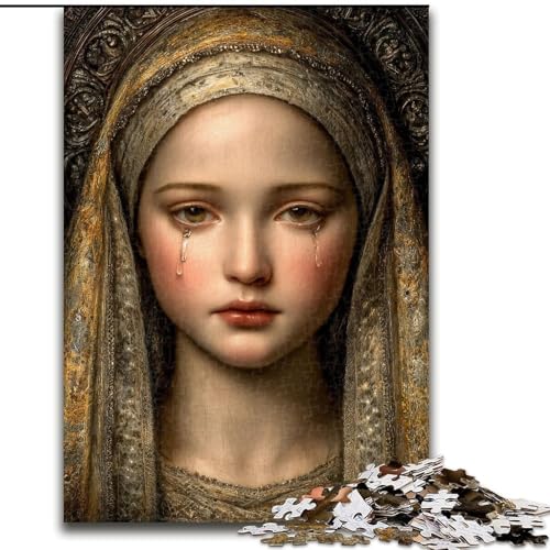 Puzzle für Erwachsene, 1000 Teile, Jungfrau-Maria-Kunst, Stressabbau, schwierige Herausforderung, Wichtelgeschenke für Kinder ab 14 Jahren (Größe 26x38cm) von MGQWPZDBD