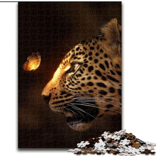 Puzzle für Erwachsene, 1000 Teile, Leoparden-Puzzle mit leuchtendem Schmetterling, anspruchsvolles Denkspiel, Familienaktivität, Heimdekoration, (Größe: 26x38cm) von MGQWPZDBD