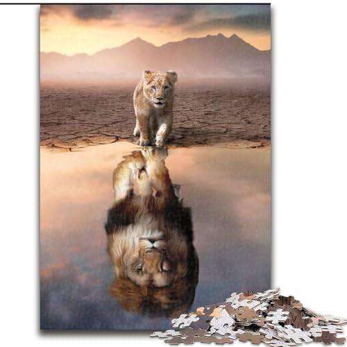 Puzzle für Erwachsene, 1000 Teile, Löwenreflexionspuzzle, anspruchsvolles Denkspiel, Familienaktivität, Heimdekoration, (Größe: 50x75cm) von MGQWPZDBD