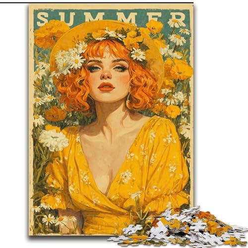 Puzzle für Erwachsene, 1000 Teile, Mädchen in den Wildblumen, für und ab 14 Jahren, pädagogisches Lernspielzeug, Familienspiele, Geburtstagsgeschenk (Größe 26x38cm) von MGQWPZDBD