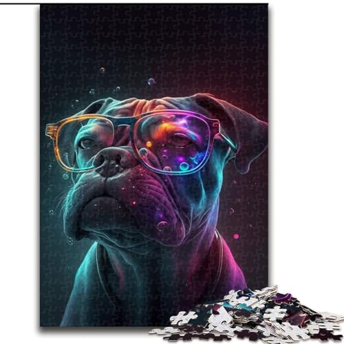 Puzzle für Erwachsene, 1000 Teile, Neonbrille, Hunde-Puzzle, anspruchsvolles Denkspiel, Familienaktivität, Heimdekoration, (Größe: 26x38cm) von MGQWPZDBD
