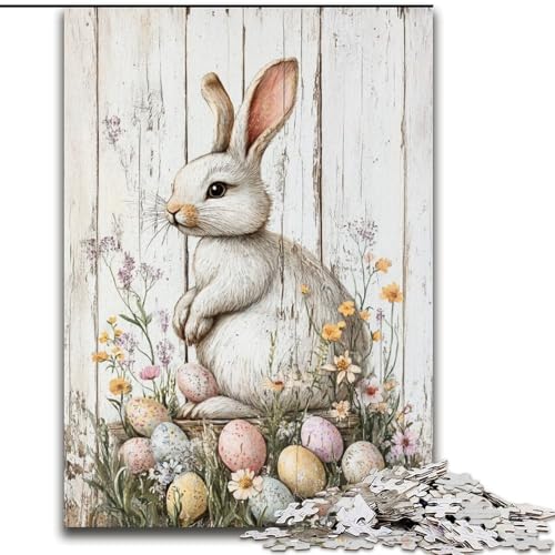 Puzzle für Erwachsene, 1000 Teile, Osterhase, Stressabbau, schwierige Herausforderung, Wichtelgeschenke für Kinder ab 14 Jahren (Größe 50x75cm) von MGQWPZDBD