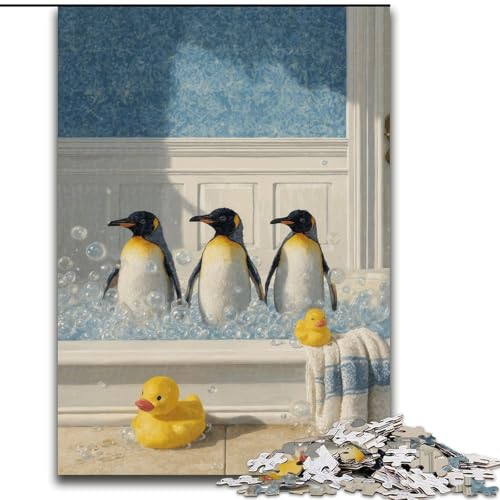 Puzzle für Erwachsene, 1000 Teile, Pinguin beim Baden, hilft dem Gehirn, süchtig machendes Spielzeug zu trainieren, um Geduld zu fördern und das Gedächtnis zu verbessern (Größe 50x75cm) von MGQWPZDBD
