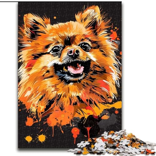 Puzzle für Erwachsene, 1000 Teile, Pomeranian-Hundekunst, anspruchsvolles Denkspiel, Familienaktivität, Heimdekoration, (Größe: 26x38cm) von MGQWPZDBD
