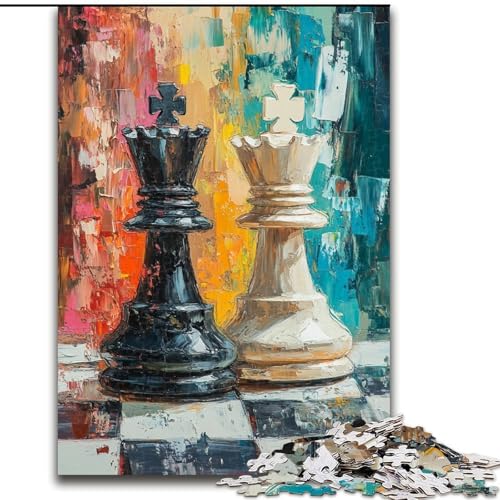 Puzzle für Erwachsene, 1000 Teile, Schach-Ölgemälde, hilft dem Gehirn, süchtig machendes Spielzeug zu trainieren, um Geduld zu fördern und das Gedächtnis zu verbessern (Größe 50x75cm) von MGQWPZDBD