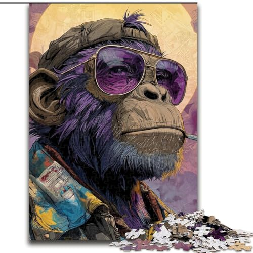Puzzle für Erwachsene, 1000 Teile, Schimpanse, für Kinder ab 14 Jahren, pädagogisches Lernspielzeug, Familienspiele, Geburtstagsgeschenk (Größe 26x38cm) von MGQWPZDBD