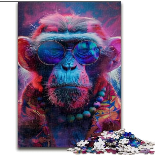 Puzzle für Erwachsene, 1000 Teile, Schimpanse mit Sonnenbrille, Familienaktivitätsspiel für Teenager, anspruchsvolles Denkspiel, 50x75cm Puzzle für Erwachsene, 1000 Teile, Schimpanse mit Sonnenbrille, Familienaktivitätsspiel für Teenager, anspruchsvolles Denkspiel, 50x75cm von MGQWPZDBD