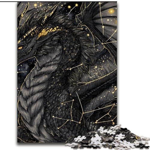 Puzzle für Erwachsene, 1000 Teile, Schwarzer Drache, Lernpuzzle, ganze Familie (Größe 50x75cm) von MGQWPZDBD