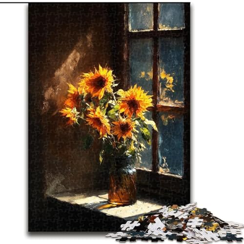 Puzzle für Erwachsene, 1000 Teile, Sonnenblume, hilft dem Gehirn, süchtig machendes Spielzeug zu trainieren, um Geduld zu fördern und das Gedächtnis zu verbessern (Größe 26x38cm) von MGQWPZDBD