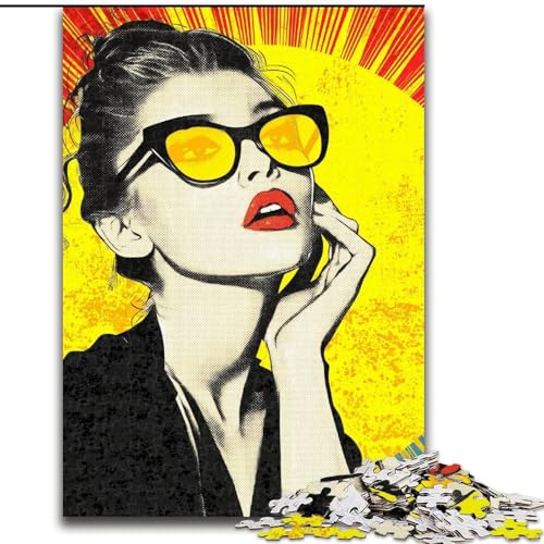 Puzzle für Erwachsene, 1000 Teile, Sonnenbrillenfrau, hilft dem Gehirn, süchtig machendes Spielzeug zu trainieren, um Geduld zu fördern und das Gedächtnis zu verbessern (Größe 50x75cm) von MGQWPZDBD