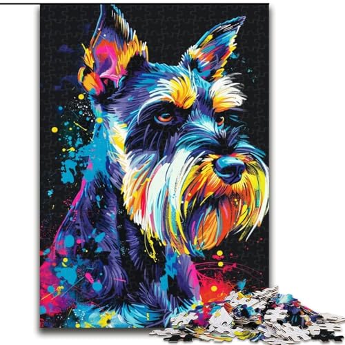Puzzle für Erwachsene, 1000 Teile, Standardschnauzer-Hundepuzzle, anspruchsvolles Denkspiel, Familienaktivität, Heimdekoration, (Größe: 26x38cm) von MGQWPZDBD
